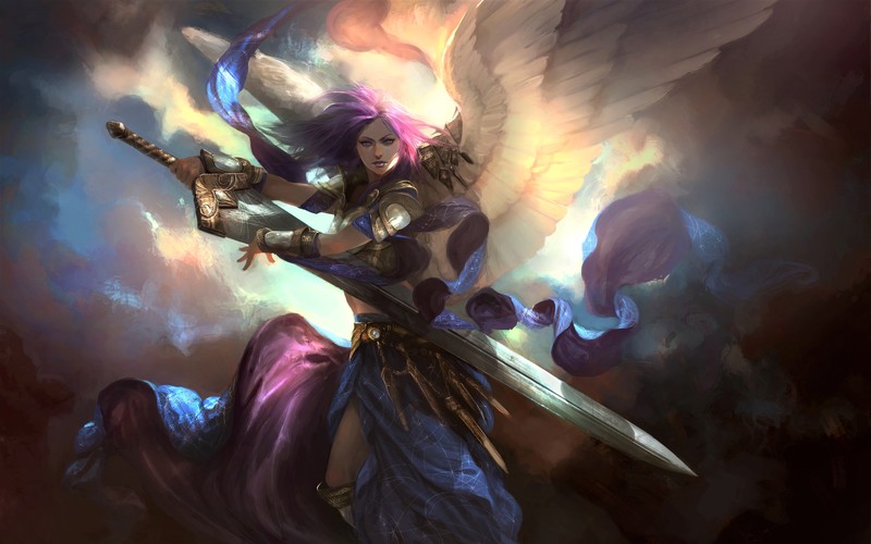 angel, warrior, artwork, artist, digital art, hd, 4k