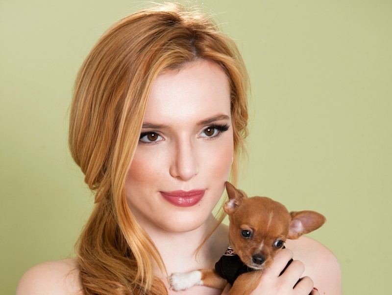 bella thorne, celebrities, girls, hd, dog