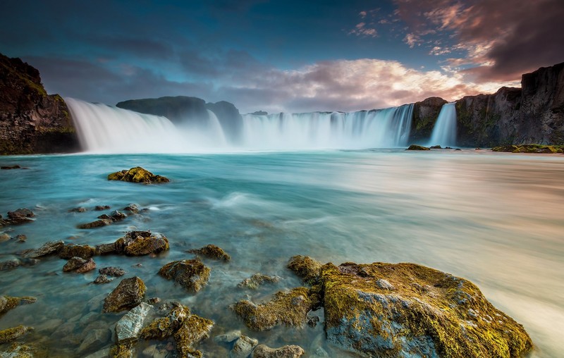 waterfall, nature, river, rock, hd