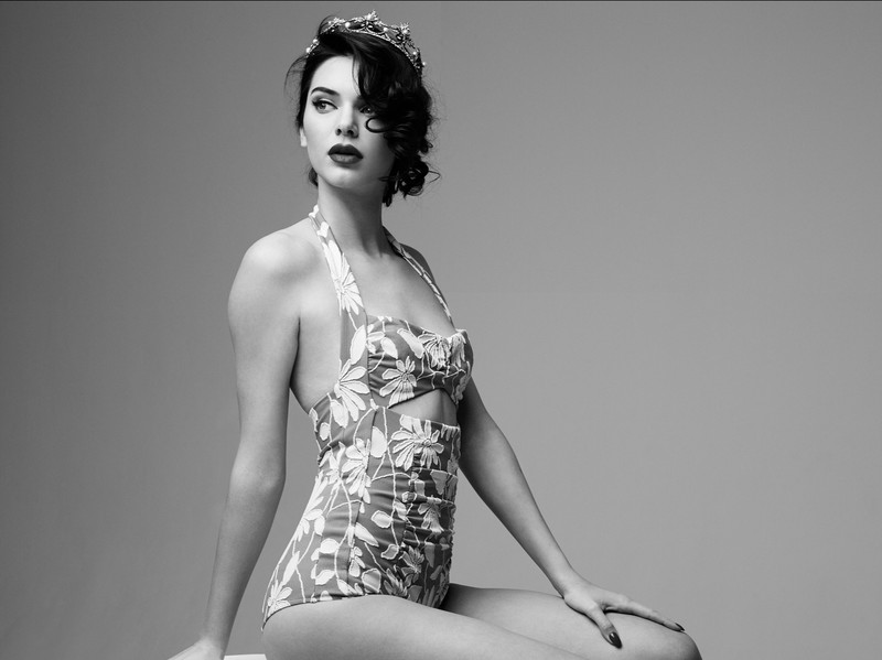 kendall jenner, celebrities, girls, model, 4k, hd, monochrome, black and white
