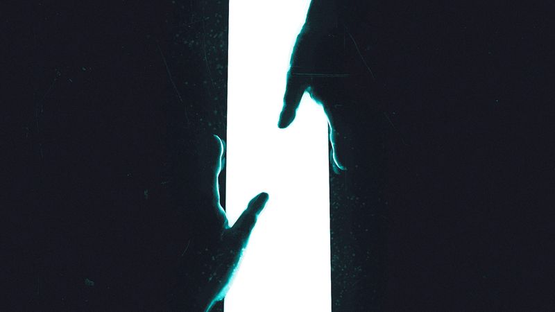 hands, touch, light, beam, 3d, 4k