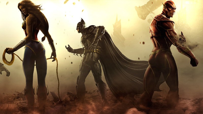 wonder woman, batman, flash, artwork, superheroes, digital art, hd