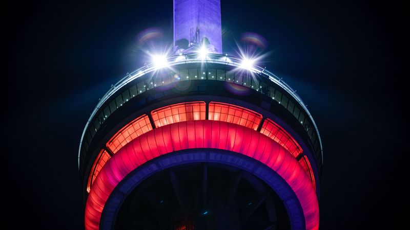 tower, building, light, backlight, night, 4k