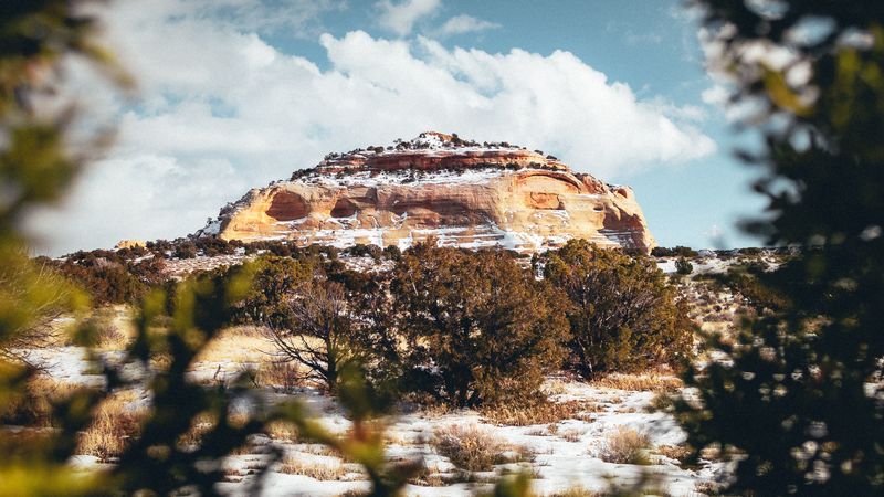 mountain, cliff, plateau, winter, landscape, 4k