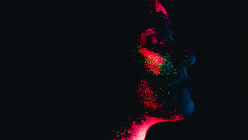 girl, paint, dark, portrait, 4k