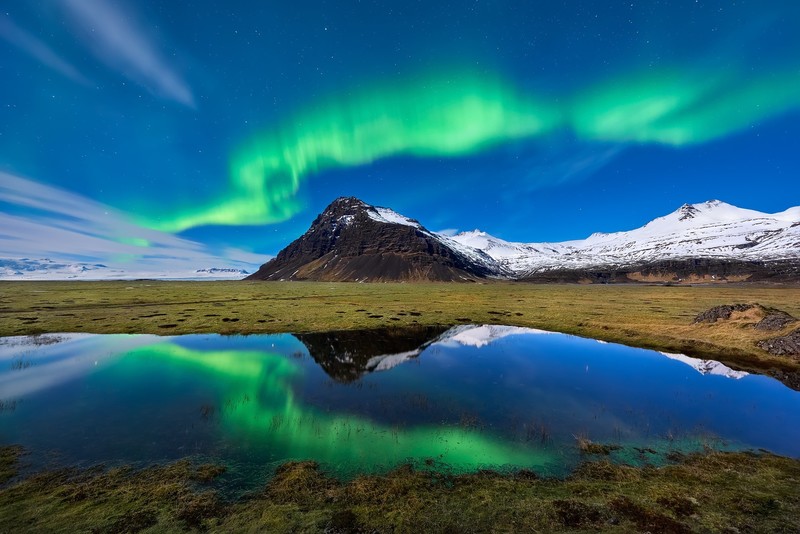 aurora, lake, nature, hd, mountain, reflection, hd