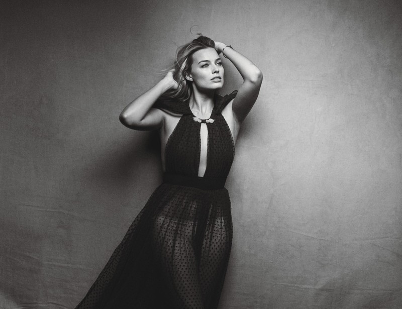 margot robbie, celebrities, girls, monochrome, black and white, hd