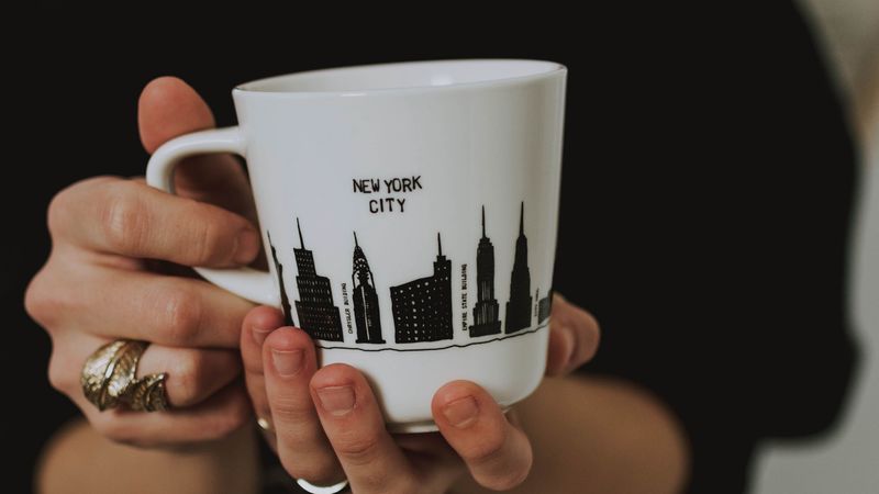 mug, inscription, hand, fingers, 4k