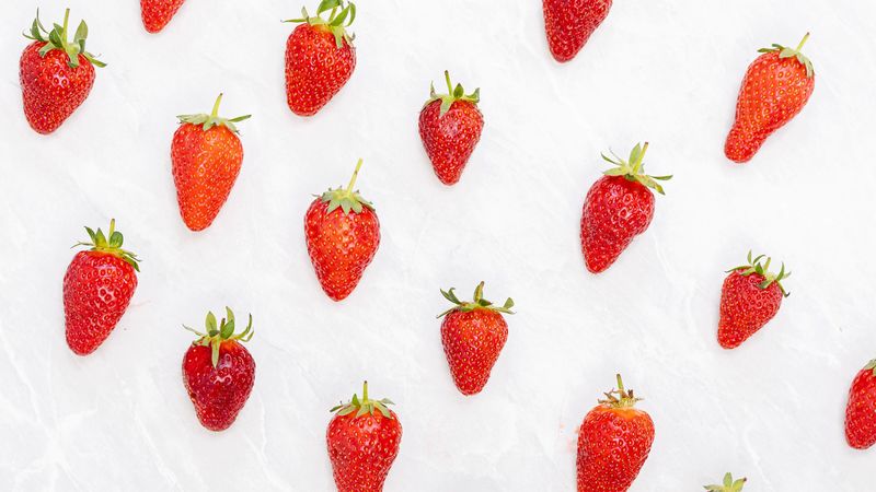strawberry, berry, fruit, background, white, 4k
