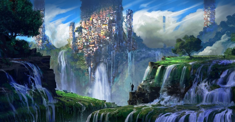 waterfall, artist, 5k, artwork, hd