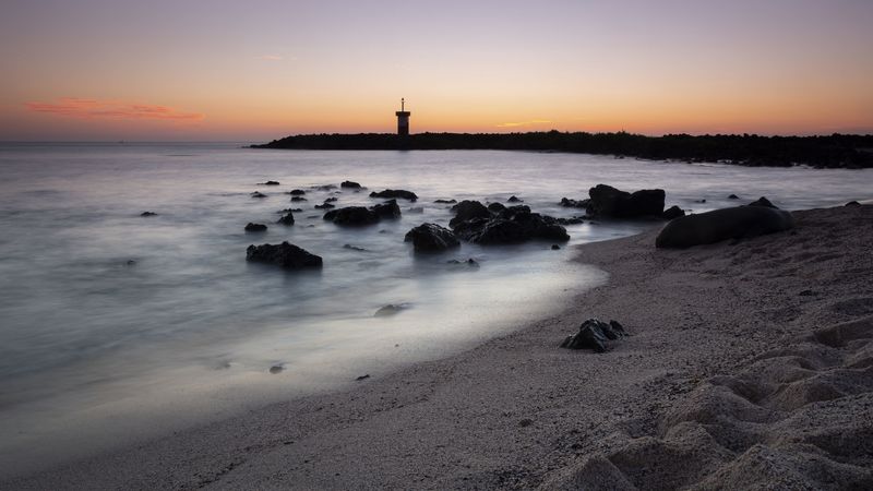 lighthouse, coast, rocks, sea, 4k