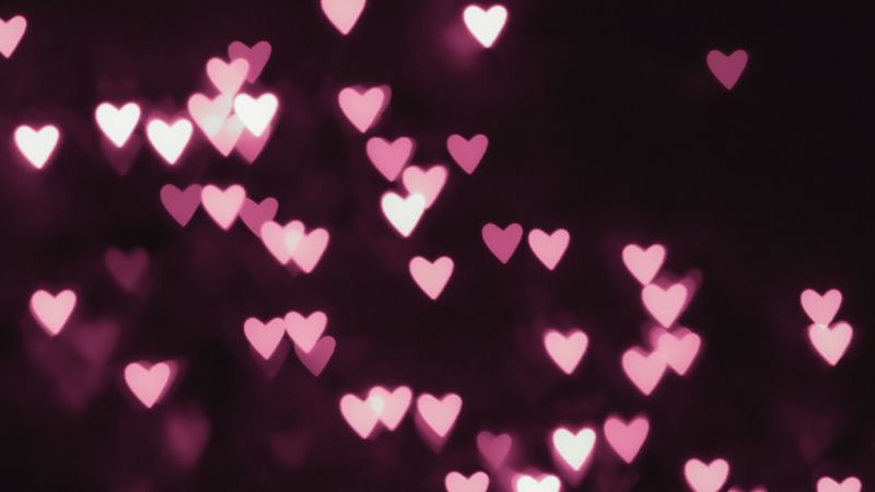 hearts, light, abstraction, neon, 4k