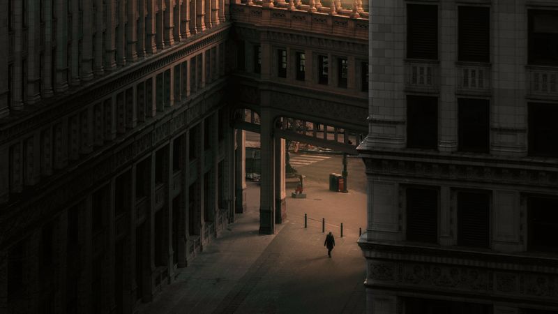 building, architecture, lane, silhouette, city, 4k