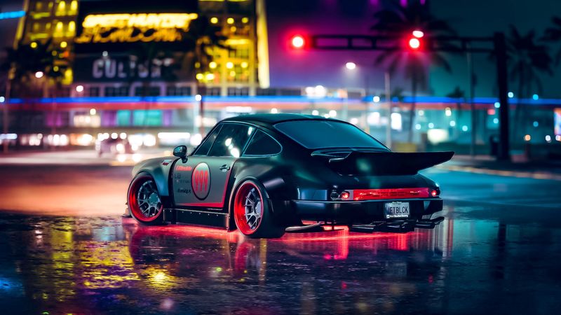 car, sports car, neon, backlight, asphalt, 4k HD Wallpaper