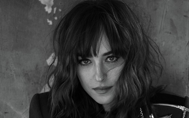 dakota johnson, celebrities, girls, 4k, hd, monochrome, black and white