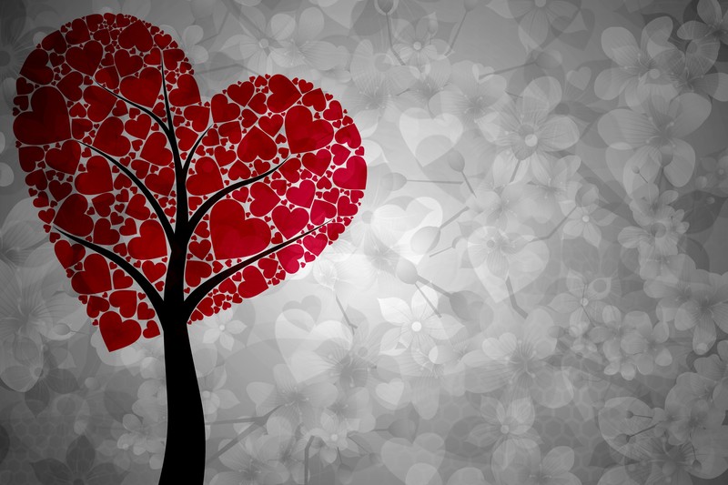 love, tree, heart, artist, digital art, hd