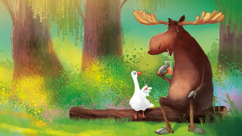 moose, goose, friends, juice, art, 4k