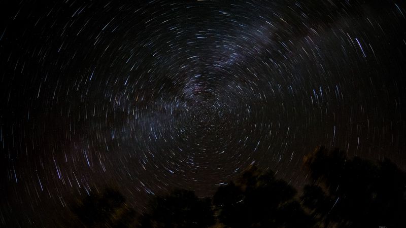 starry sky, space, blur, spin, dark, 4k