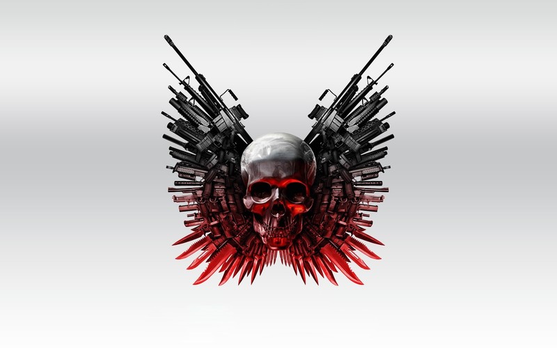 guns, skull, hd