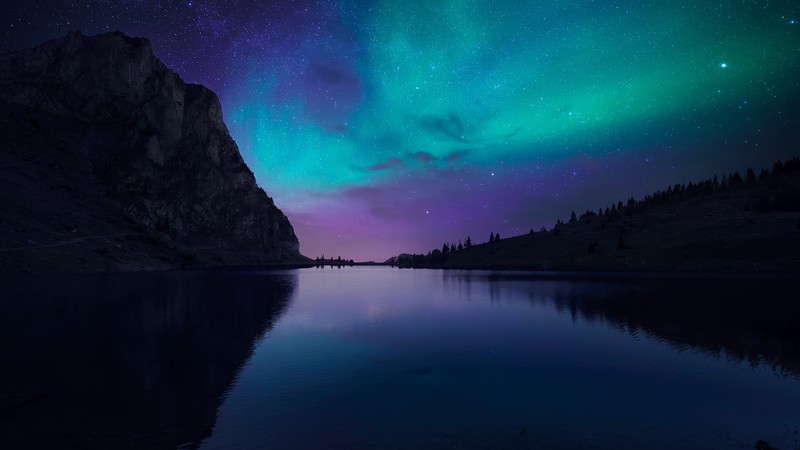 aurora, lake, nature, hd, 4k
