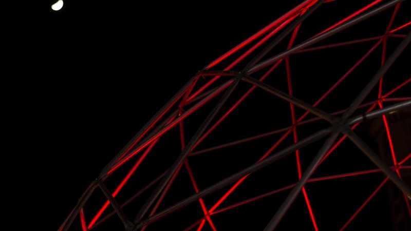 figure, polyhedron, cage, dark, red, 4k