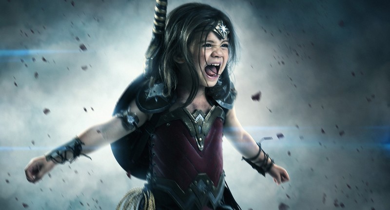 little girl, wonder woman, child, cute
