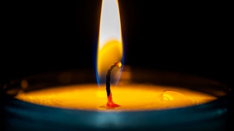 candle, fire, wick, macro, 4k
