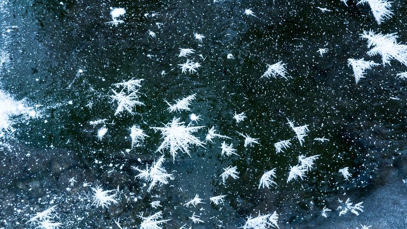 snow, ice, water, macro, winter, 4k