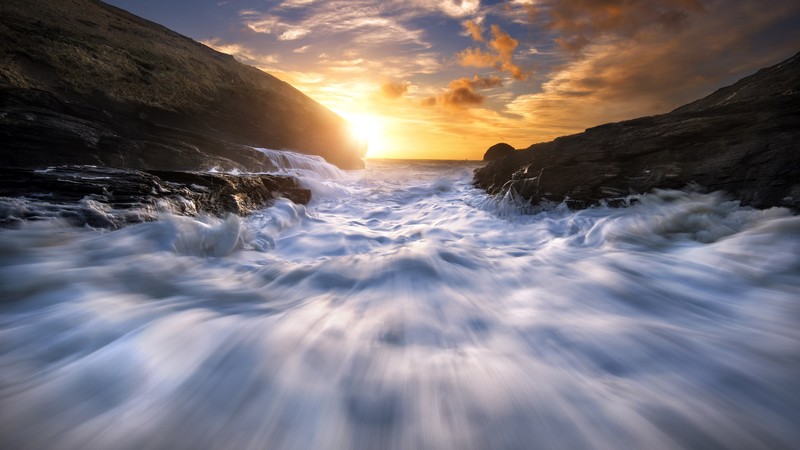 tides, nature, 4k, sunrise
