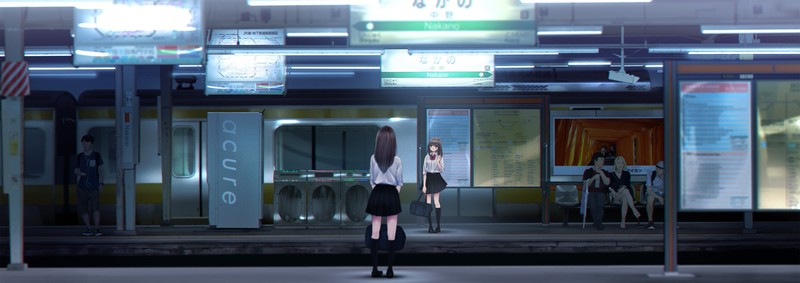 anime girl, anime, train