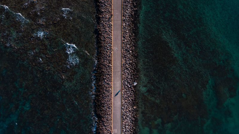 dam, pathway, aerial view, water, embankment, 4k