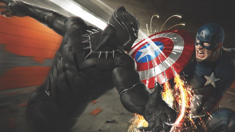 captain america, black panther, superheroes, concept art, marvel