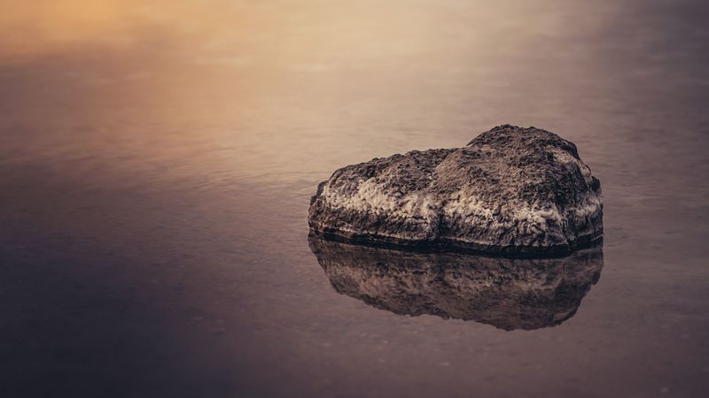 rock, water, lake, nature, 4k