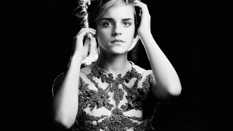 emma watson, celebrities, girls, hd, monochrome, black and white, 4k