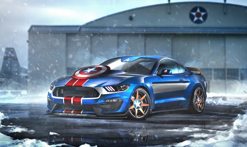 superheroes cars, captain america, mustang, super heroes, cars