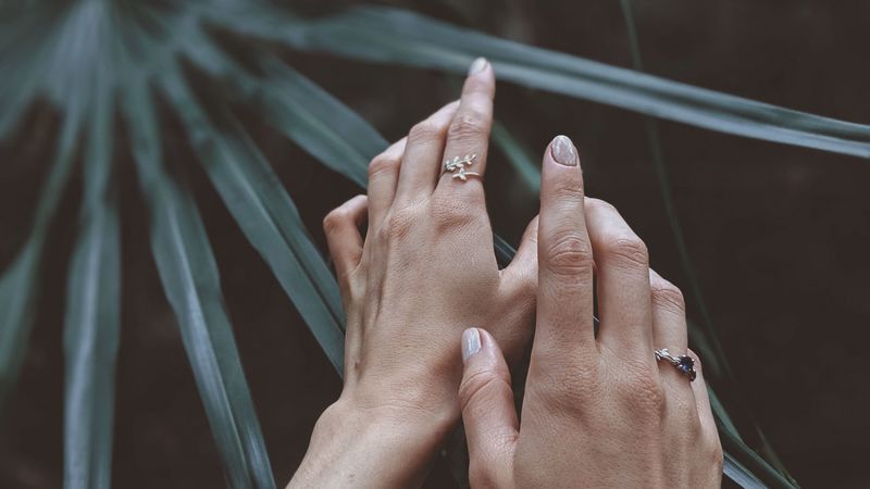 hands, fingers, leaves, plant, 4k