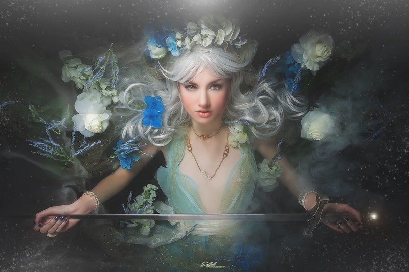 angel, flowers, artist, digital art