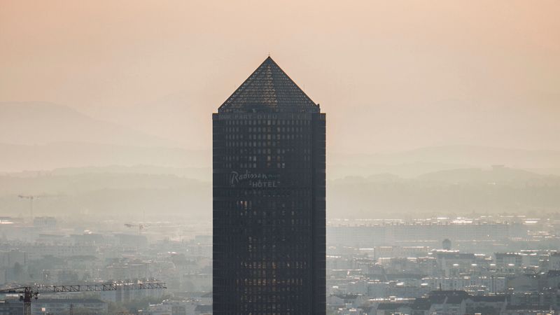 building, skyscraper, city, architecture, fog, 4k
