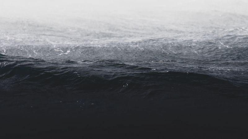 waves, water, bw, ocean, 4k