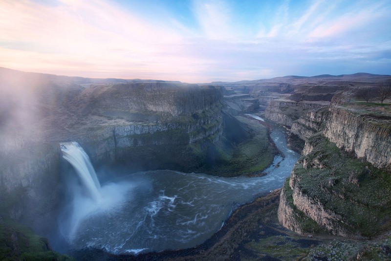 waterfall, mountains, nature, photography
