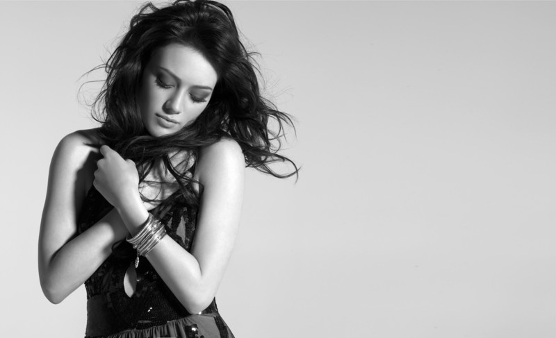hilary duff, celebrities, girls, monochrome, black and white