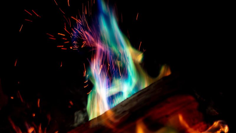 bonfire, fire, dark, sparks, flame, 4k
