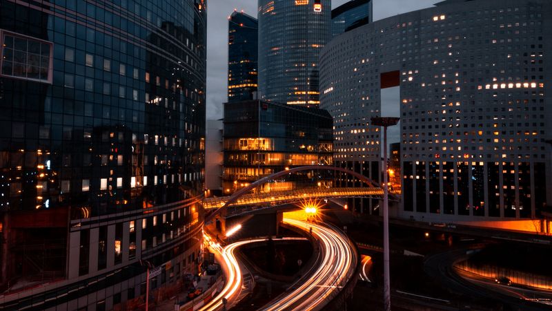 city, buildings, road, top view, cityscape, 4k
