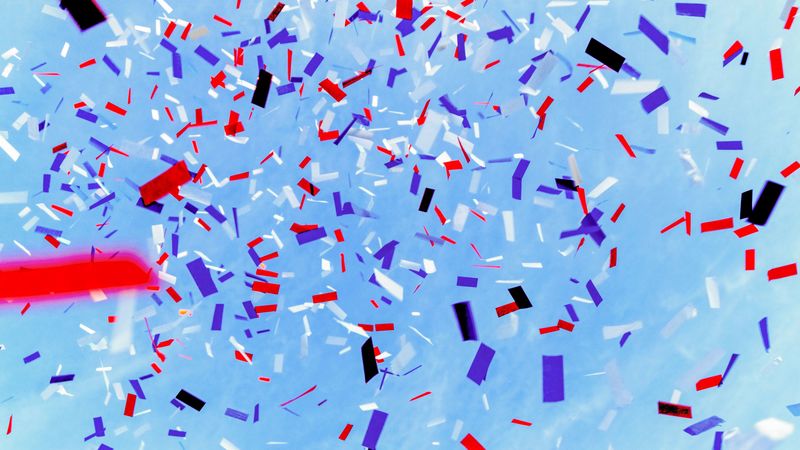 confetti, colorful, sky, 4k