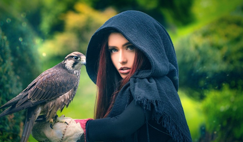 women, girls, owl, birds