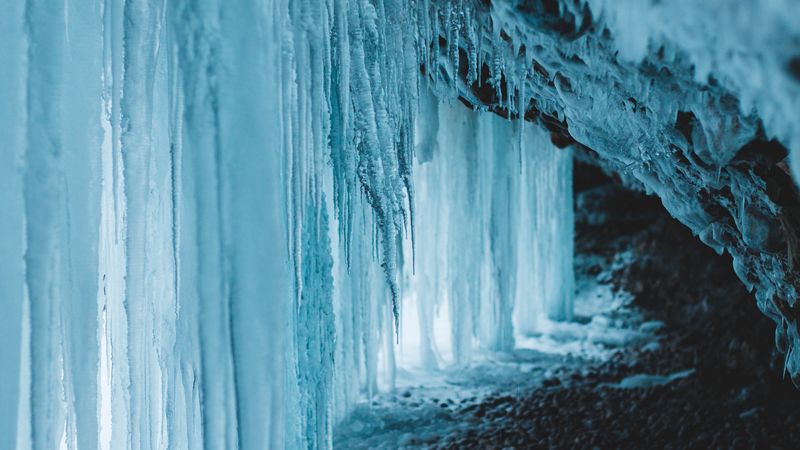 ice, frozen, macro, cave, 4k