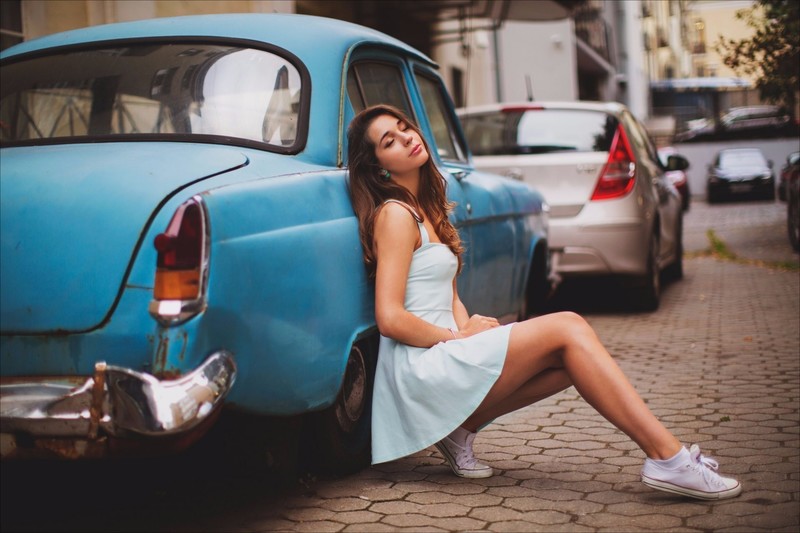 model, girls, classic, cars, classic cars