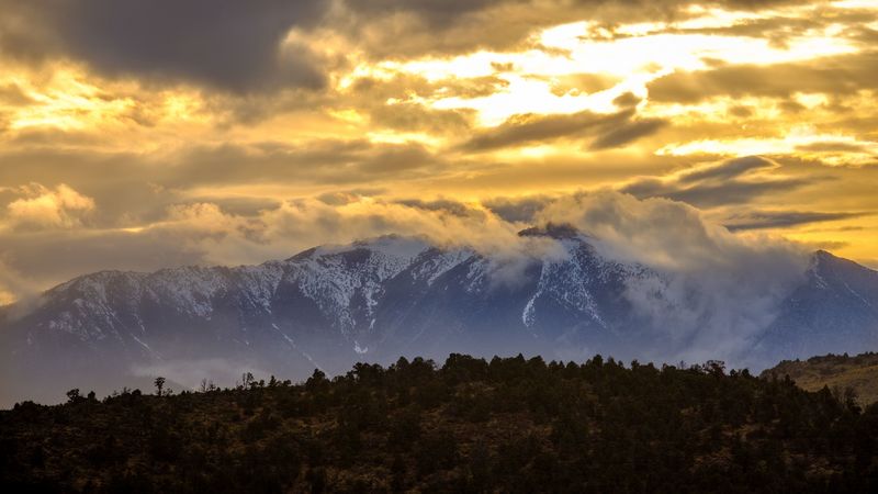 mountains, clouds, sunlight, nature, landscape, 4k