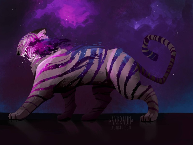 tiger, artist, girl, digital art
