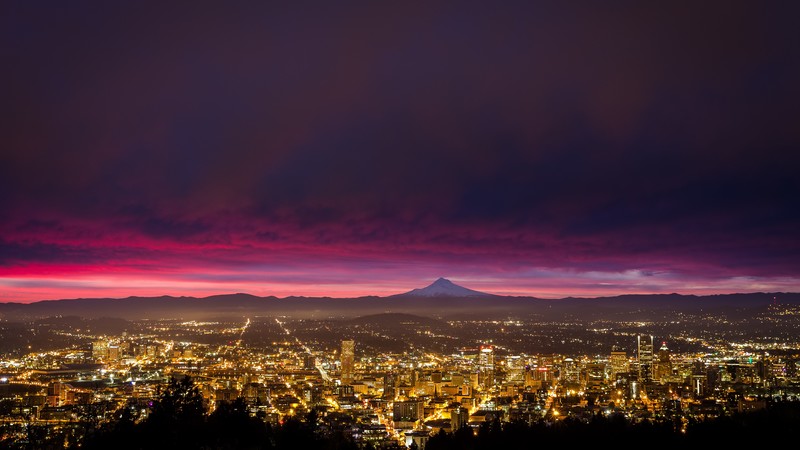 sunrise, nature, city, lights